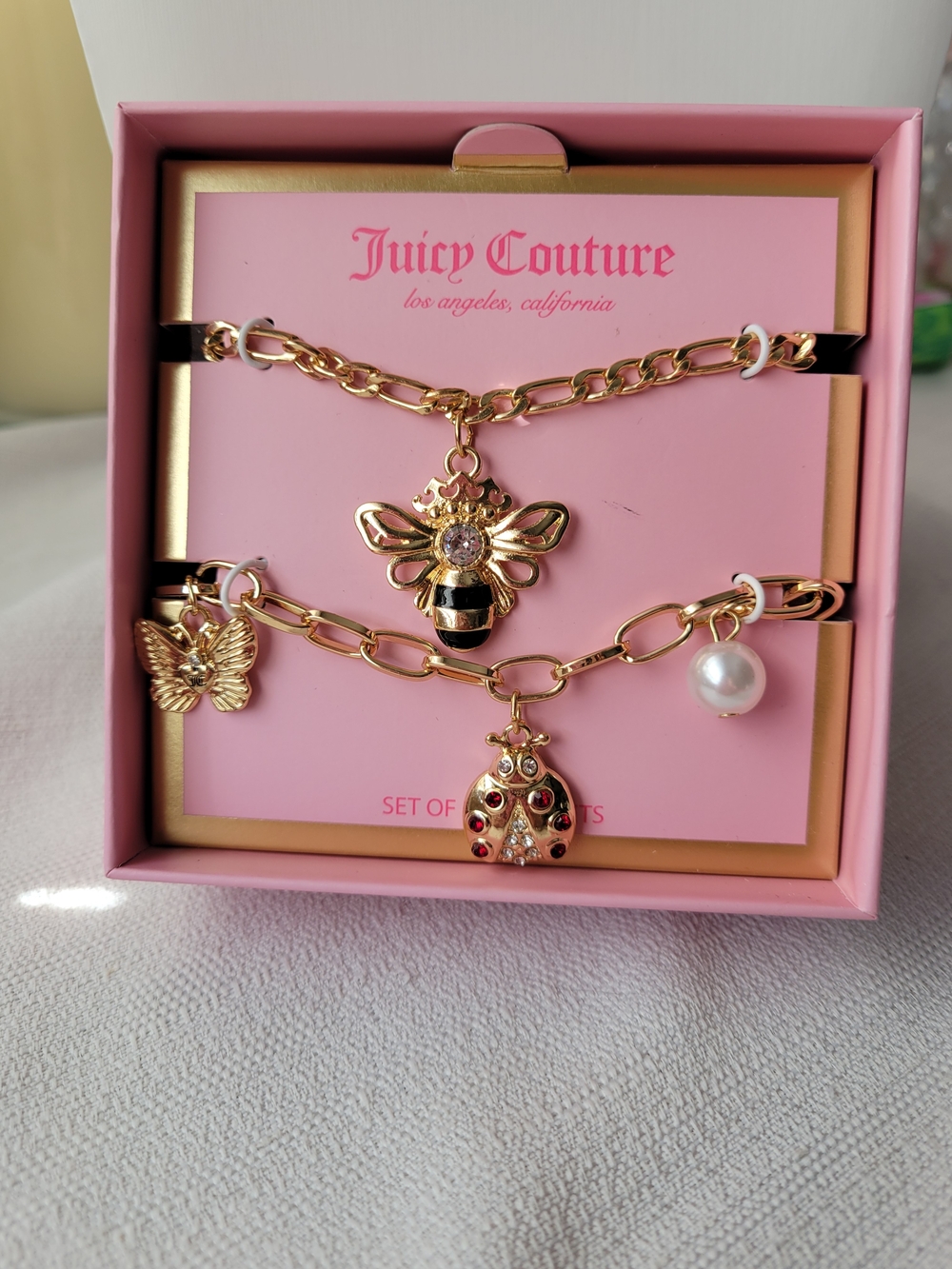 Juicy Couture Gold Bee & Ladybug & Charm Bracelet Set
